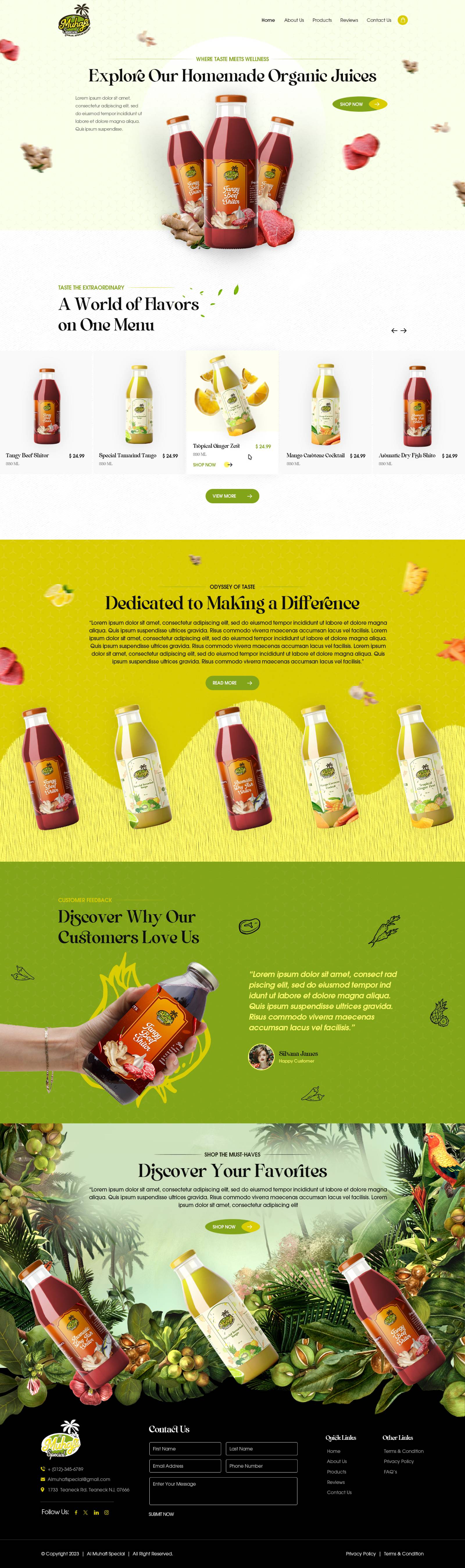 Al Muhafi Special organic juice e-commerce website design by Yousuf Ameer