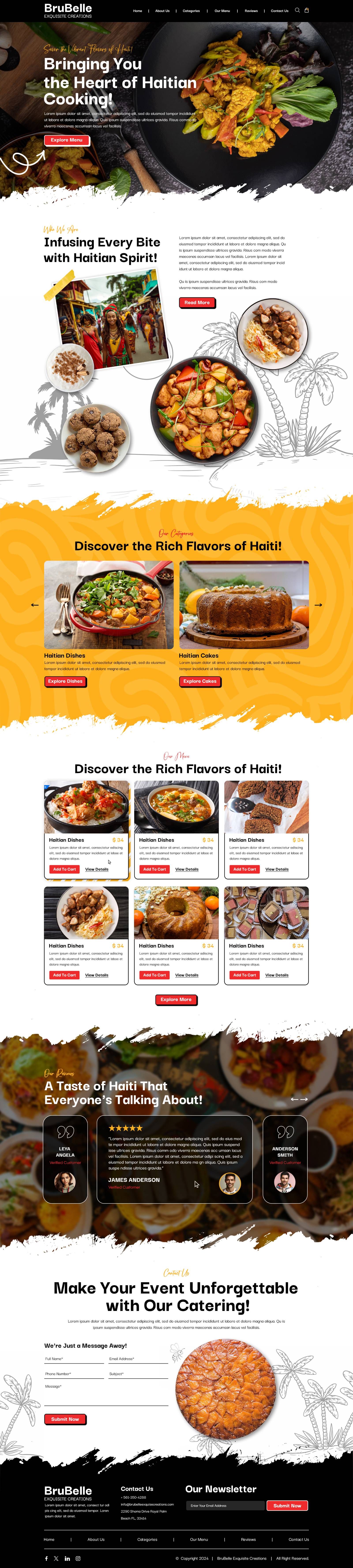 BruBelle Exquisite Creations Haitian restaurant website design by Yousuf Ameer