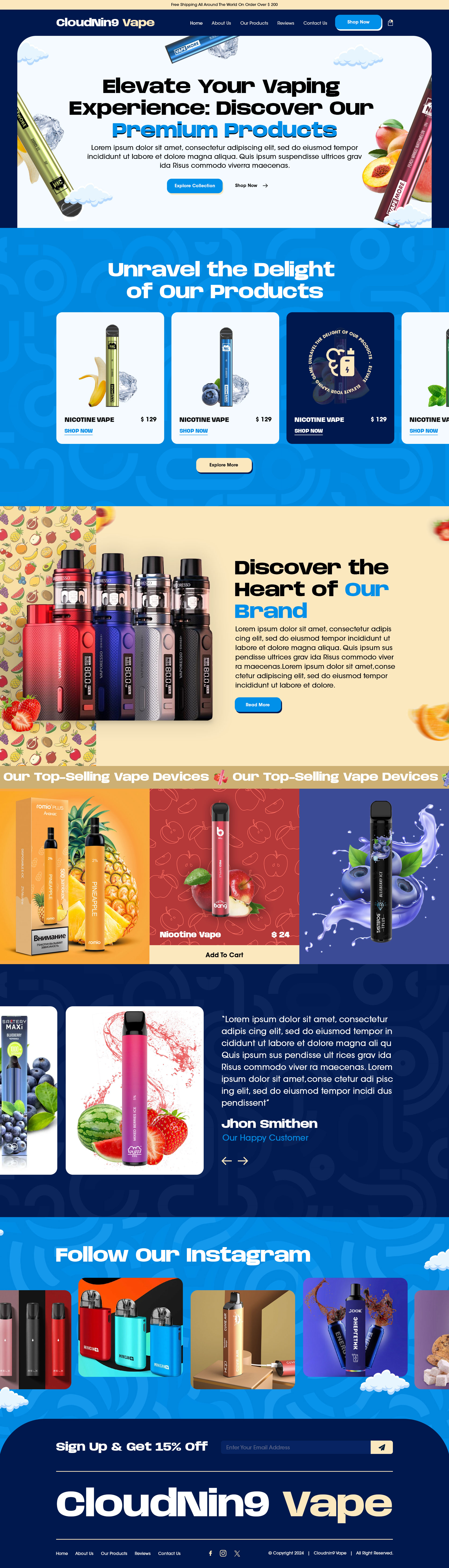 CloudNin9 Vape e-commerce website design by Yousuf Ameer