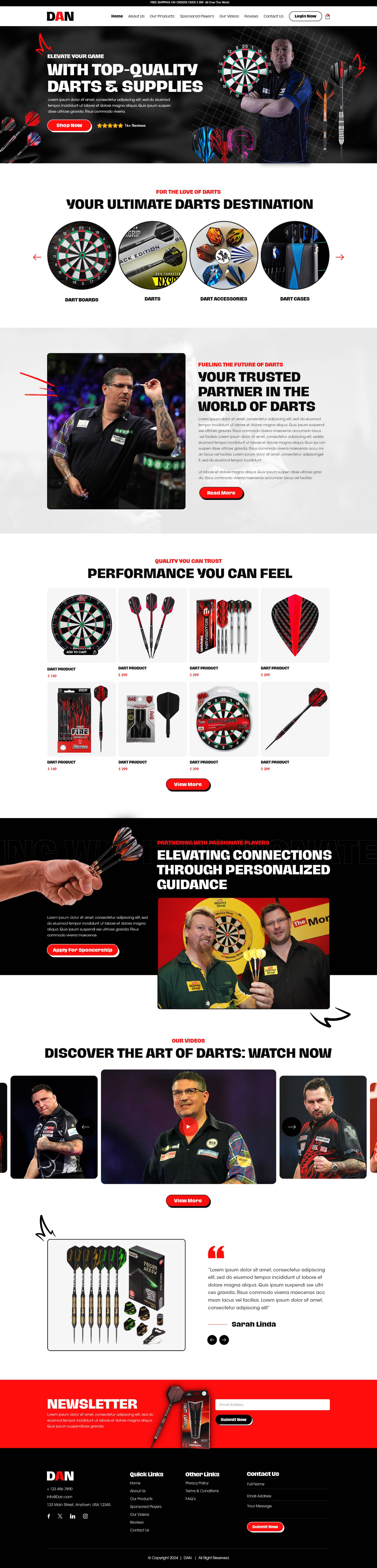 DAN darts and supplies e-commerce website design by Yousuf Ameer