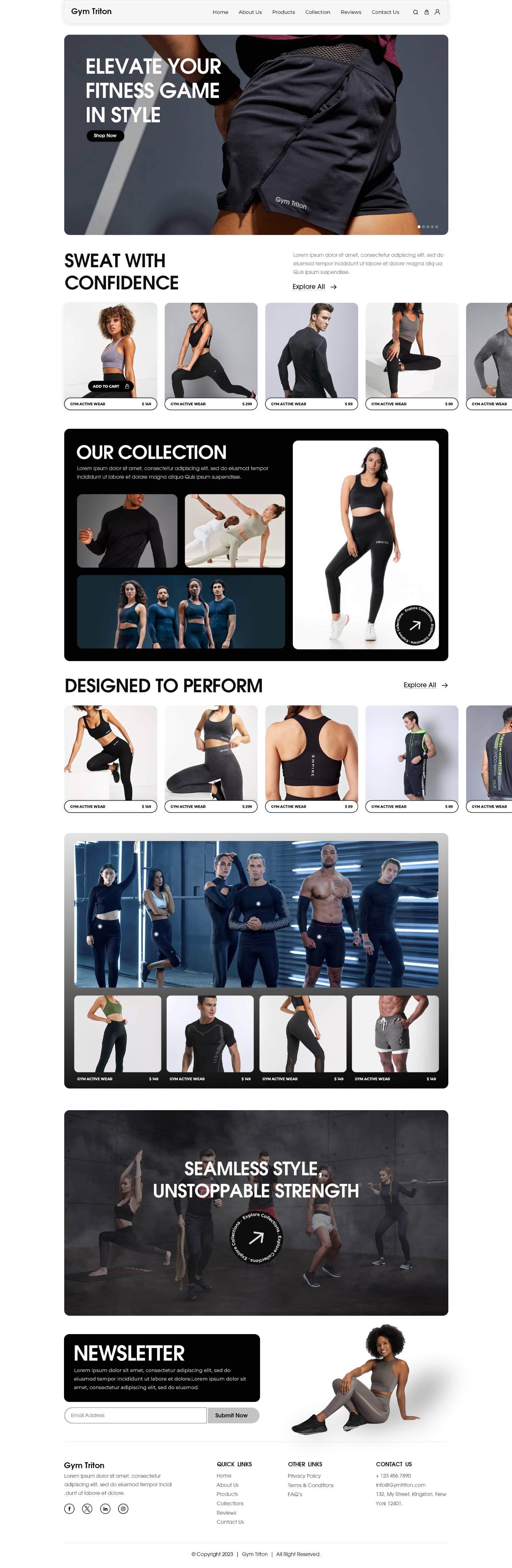 Gym Triton athletic apparel e-commerce website design by Yousuf Ameer
