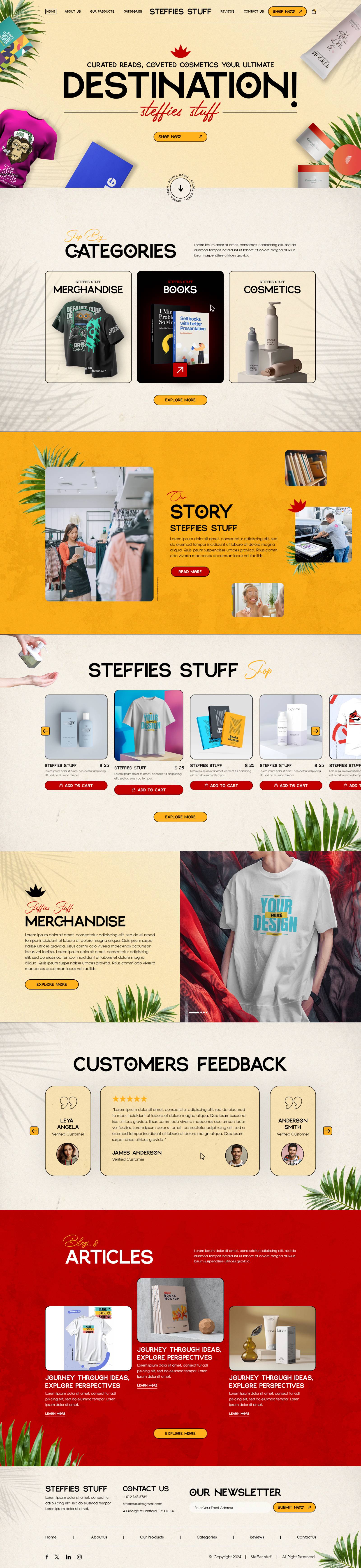 Steffies Stuff multi-category e-commerce website design by Yousuf Ameer